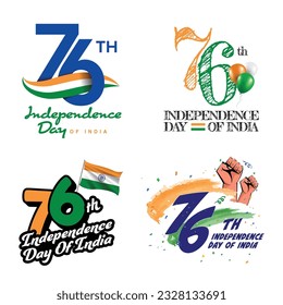 celebration units of 76th independence day of Indian with with tricolor flag colors