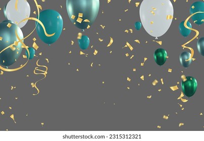 Celebration vector background template. Realistic balloons and ribbons banner design. Illustration of birthday balloon realistic, festive celebrate