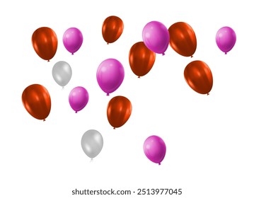 Plantilla de fondo de Vector de celebración. Diseño realista de globos y cintas de Anuncio. Ilustración de globo de cumpleaños realista, cartel de celebración festiva