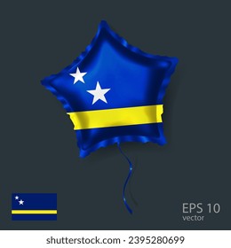  Celebration vector balloon with flag of Curacao. Shiny Star balloon.
