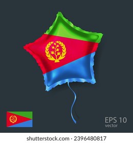  Celebration vector balloon with flag of Eritrea. Shiny Star balloon.
