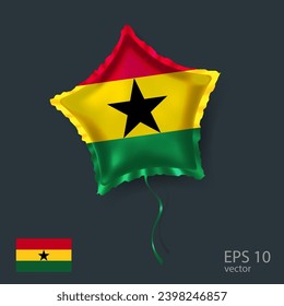  Celebration vector balloon with flag of Ghana. Shiny Star balloon.
