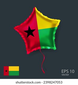  Celebration vector balloon with flag of Guinea Bissau. Shiny Star balloon.
