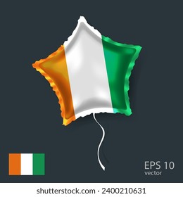  Celebration vector balloon with flag of Ivory Coast. Shiny Star balloon.
