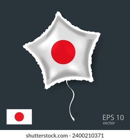  Feiern, Vektorballon mit Flagge von Japan. Shiny-Star-Ballon.

