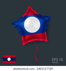  Globo vectorial de celebración con bandera de Laos. Globo Estrella brillante.
