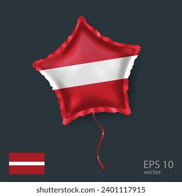  Globo vectorial de celebración con bandera de Letonia. Globo Estrella brillante.
