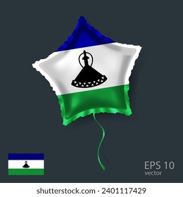  Globo vectorial de celebración con bandera de lesotho. Globo Estrella brillante.
