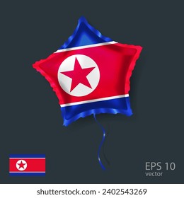  Celebration vector balloon with flag of North Korea. Shiny Star balloon.
