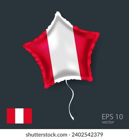  Globo vectorial de celebración con bandera del Perú. Globo Estrella brillante.
