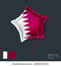  Globo vectorial de celebración con bandera de Qatar. Globo Estrella brillante.
