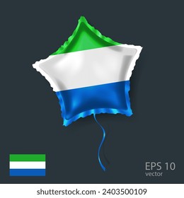  Celebration vector balloon with flag of Sierra Leone. Shiny Star balloon.
