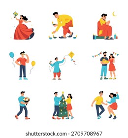 Vetor de celebração Conjunto de ilustrações plano 2