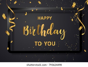 celebration vector illustration of happy birthday background confetti gold