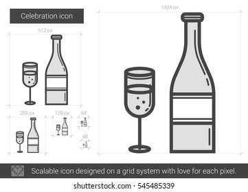 Icono de línea vectorial de celebración aislado en fondo blanco. Icono de la línea de celebración para infografía, sitio web o aplicación. Icono escalable diseñado en un sistema de cuadrícula.