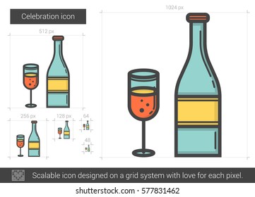 Feiern, Vektorsymbol einzeln auf weißem Hintergrund. Symbol der Festtagslinie für Infografik, Website oder App. Skalierbares Symbol, das auf einem Gittersystem entworfen wurde.
