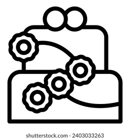 Celebration wedding cake icon outline vector. Bridal ceremony dessert. Couple anniversary delight