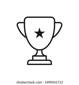Celebration winner cup, first place award mono line icon, best results on performance, champion goblet symbol, top success concept, competition reward, game victory vector