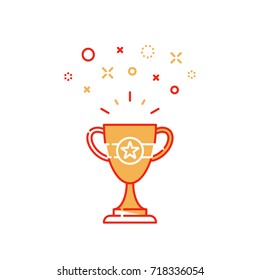 Celebration winner cup, first place award mono line icon, best results on performance, champion goblet symbol, top success concept, competition reward, game victory vector