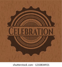 Celebration wooden emblem. Retro