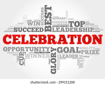 Celebration word cloud, business concept