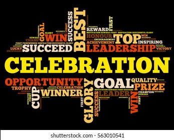 Celebration word cloud, business concept