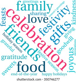 Celebration word cloud on a white background. 