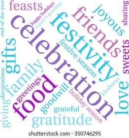 Celebration word cloud on a white background. 
