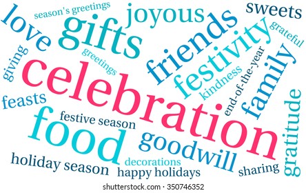 Celebration word cloud on a white background. 