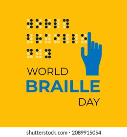 celebration of World Braille Day (January 4) with yellow background