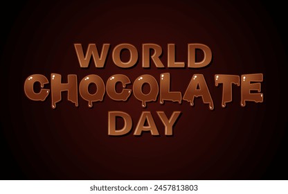 Celebration of World Chocolate Day with this image, crafted from melted chocolate font type atop a dark background. Perfect for social media posts, blog headers, and promotional material