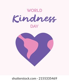 Celebration of World Kindness Day. Vector illustration of planet Earth in the form of a heart. For social media, poster, print.