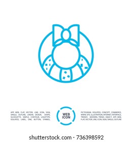 celebration wreath line vector icon