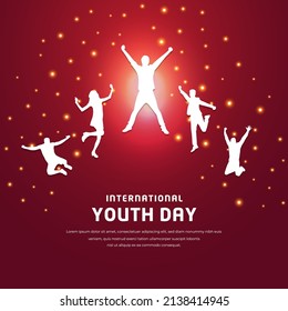 Celebration Youth Pledge Day Design with youth silhouette and shinny glitter effect. Happy Youth Pledge Day background vector illustration.