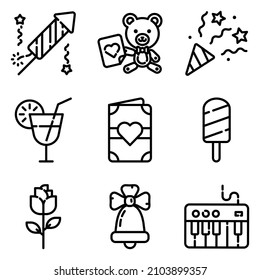 Celebración1 Conjunto De Iconos Planos Aislados En Fondo Blanco