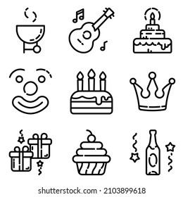 Celebration1 Flat Icon Set Isolated On White Background