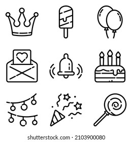 Celebration1 Flat Icon Set Isolated On White Background