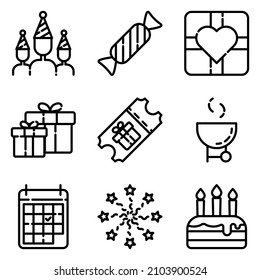 Celebration1 Flat Icon Set Isolated On White Background