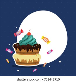 Celebrations background with cake and space for your text.