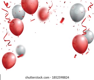 Celebrations banner with red and silver balloon