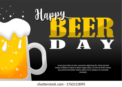Celebrations for Fathers Day with full of beer mug and text Happy Beer Day