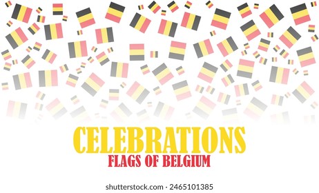 Celebrations, Flags of Belgium, vector illustration, isolated on white background, flags in the air template, design for social media or any web or print purposes.