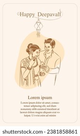 celebrations indian couple deepavali vector