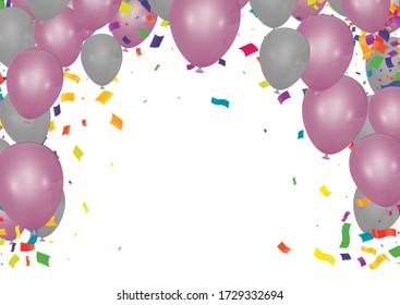 Celebrations Party Birthday Background Baner with Flags and Balloons Illustration. EPS10