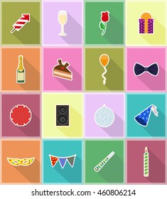 celebrations set flat icons vector illustration isolated on background