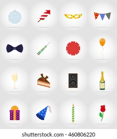 celebrations set flat icons vector illustration isolated on background