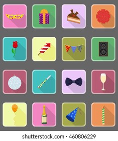 celebrations set flat icons vector illustration isolated on background