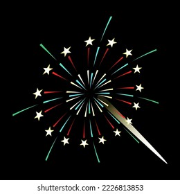 A celebrative pyrotechnic, flat illustration