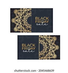 Celebratory advertising sale of black friday dark blue with a Greek ornament