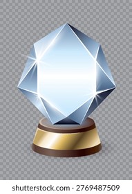 Celebratory award with reflective surfaces, showcasing polished geometric awards under lighting